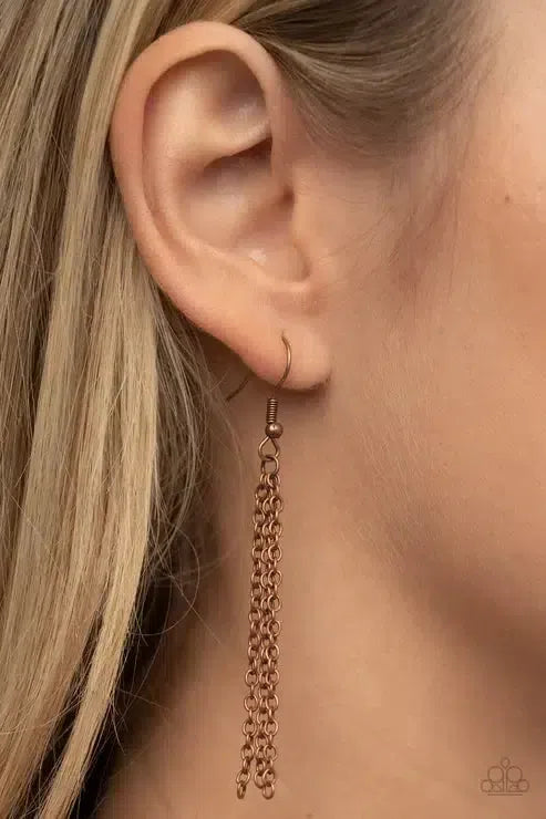 Whimsically Wistful Copper Necklace - Paparazzi Accessories - free matching earrings -CarasShop.com - Paparazzi Jewelry by Cara Jewels