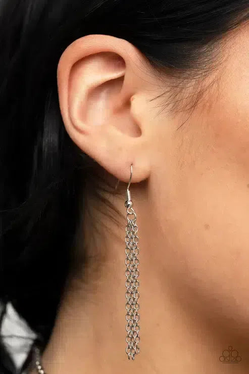 Whimsically Wistful Silver Necklace - Paparazzi Accessories - free matching earrings -CarasShop.com - Paparazzi Jewelry by Cara Jewels