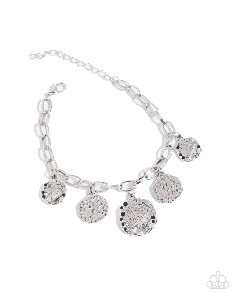 Winking Wild Black Rhinestone & Silver Bracelet - Paparazzi Accessories