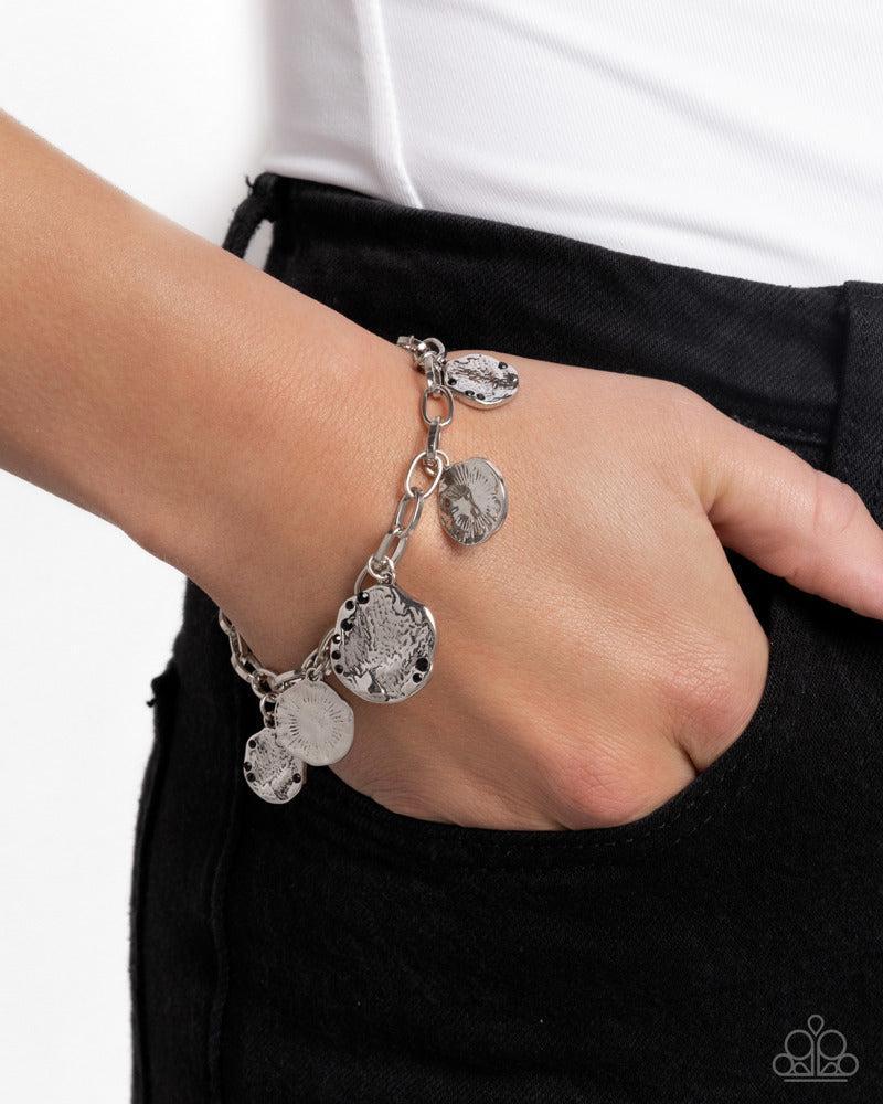Winking Wild Black Rhinestone & Silver Bracelet - Paparazzi Accessories