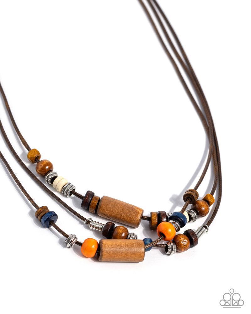 Wish You WOOD Men's Orange Necklace - Paparazzi Accessories