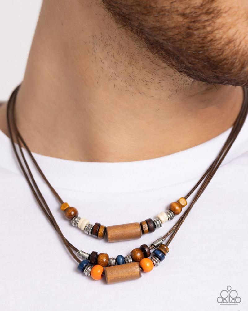 Wish You WOOD Men's Orange Necklace - Paparazzi Accessories