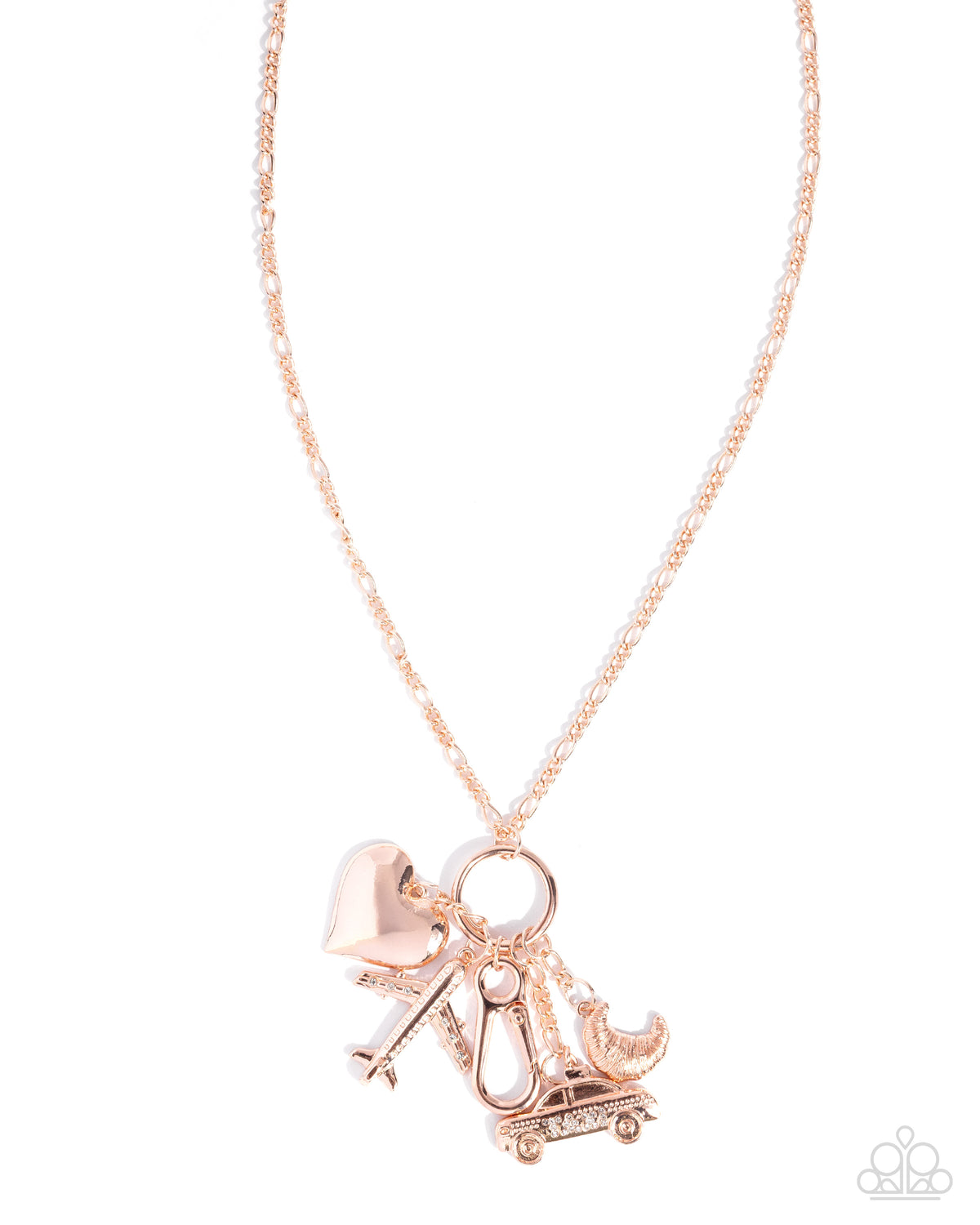 World Tour Rose Gold Charm Lanyard Necklace - Paparazzi Accessories