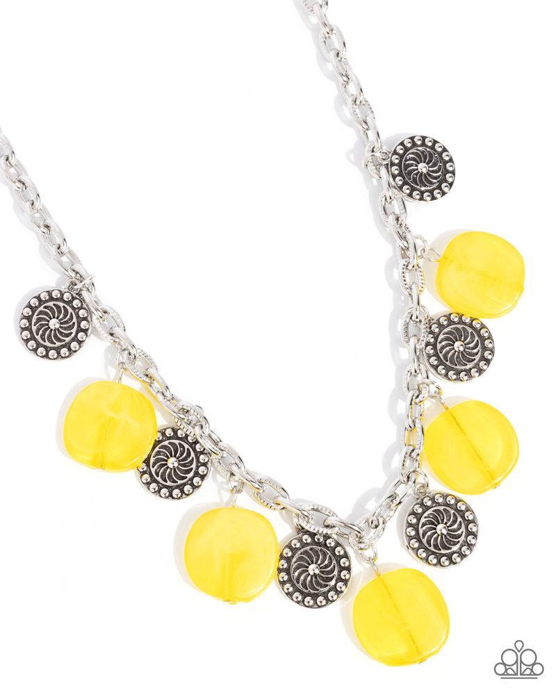 Worthwhile Wheels Yellow Necklace - Paparazzi Accessories