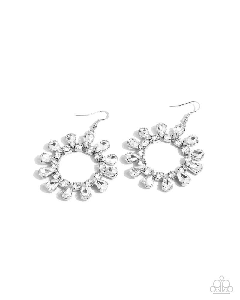 Wreathed Wish White Earrings - Paparazzi Accessories