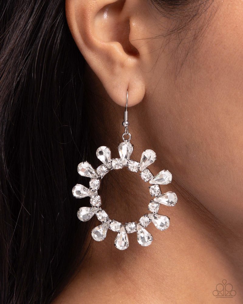 Wreathed Wish White Earrings - Paparazzi Accessories