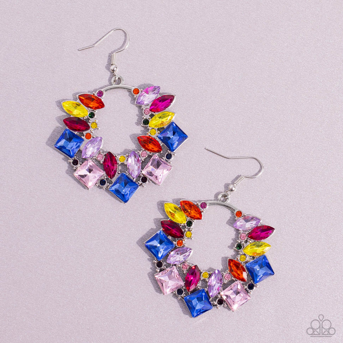 Wreathed in Watercolors Multi Rhinestone Earrings - Paparazzi Accessories