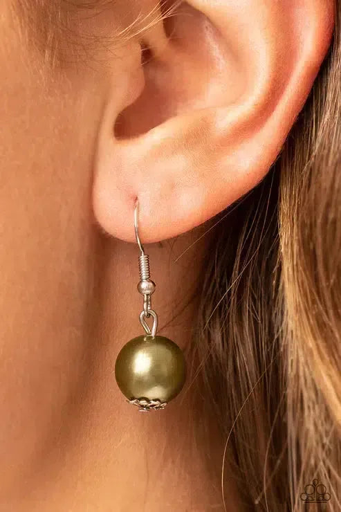 Yacht Catch Green Necklace - Paparazzi Accessories - free matching earrings -CarasShop.com - Paparazzi Jewelry by Cara Jewels
