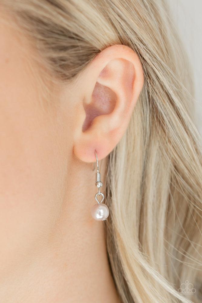 You May Kiss The Bride Silver Necklace - Paparazzi Accessories - free matching earrings -CarasShop.com - Paparazzi Jewelry by Cara Jewels