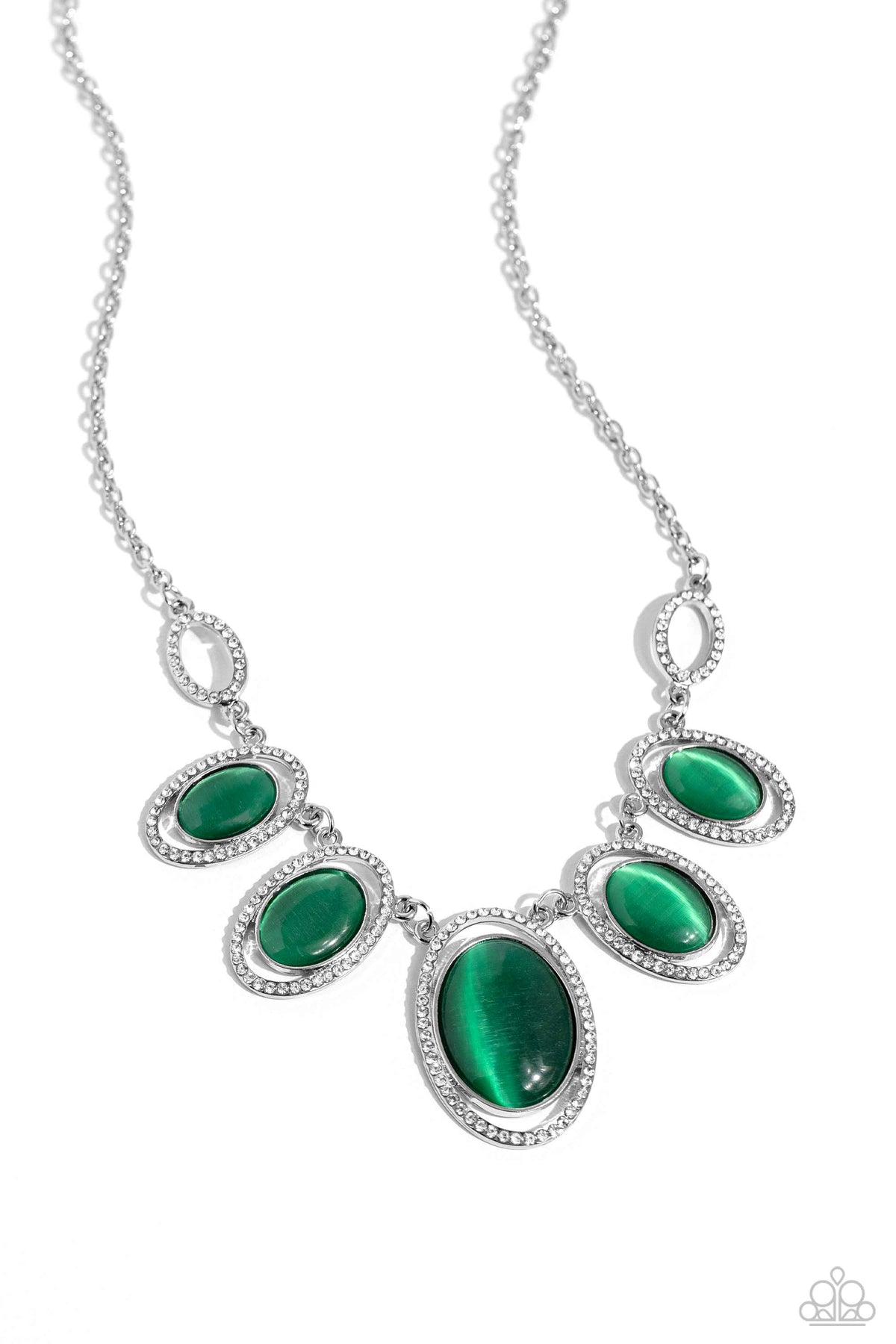 A BEAM Come True Green Cat's Eye Stone Necklace - Paparazzi Accessories- lightbox - CarasShop.com - Paparazzi Jewelry by Cara Jewels