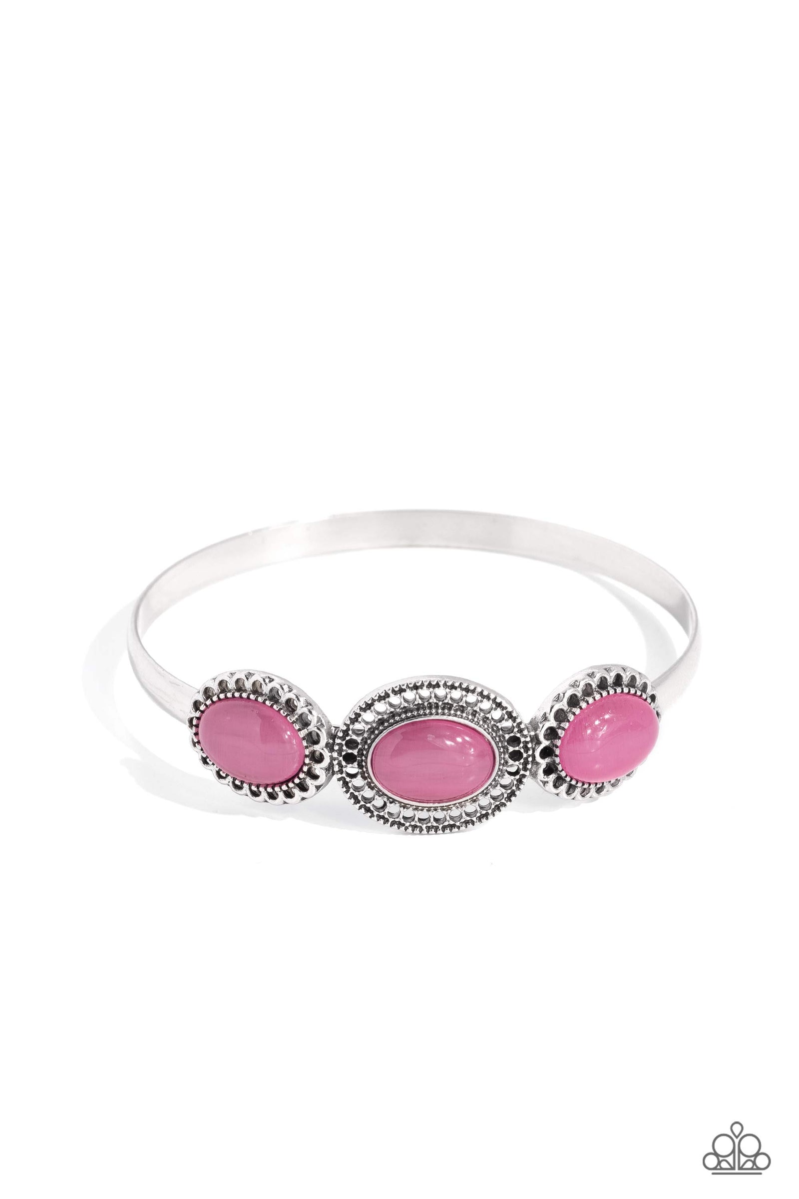 A DAYDREAM Come True Pink Cat's Eye Stone Bangle Bracelet - Paparazzi Accessories- lightbox - CarasShop.com - Paparazzi Jewelry by Cara Jewels