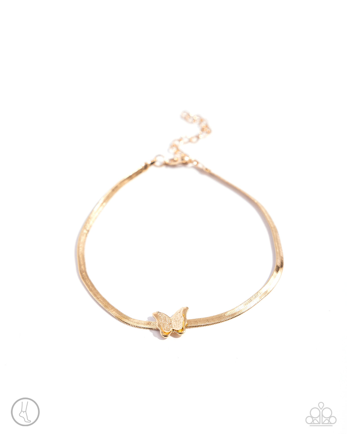 A FLIGHT-ing Chance Gold Butterfly Anklet - Paparazzi Accessories- lightbox - CarasShop.com - Paparazzi Jewelry by Cara Jewels