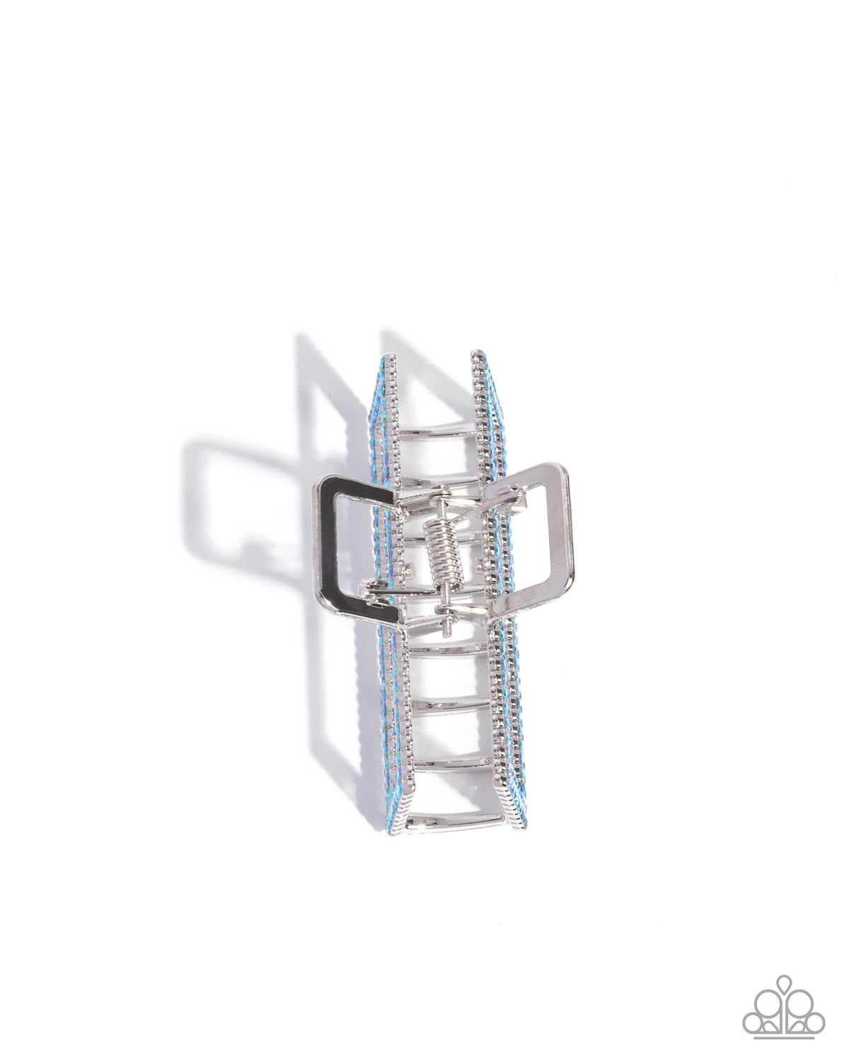 A Glittery Example Blue Rhinestone Hair Claw Clip - Paparazzi Accessories-on model - CarasShop.com - Paparazzi Jewelry by Cara Jewels