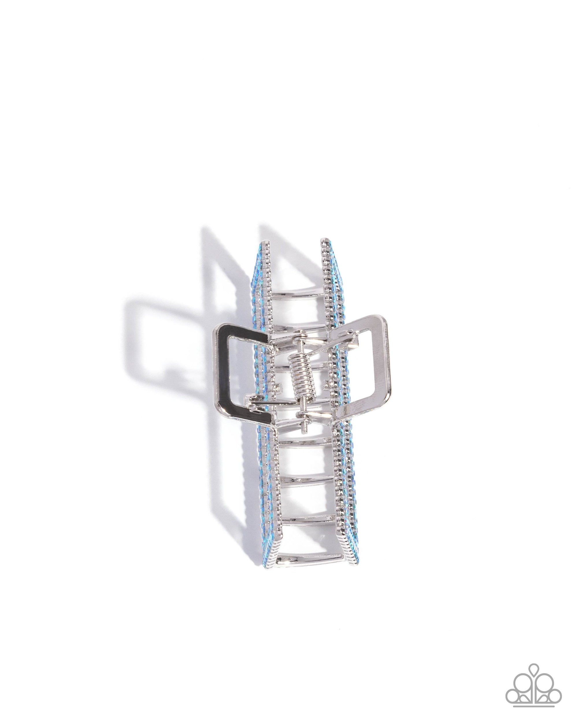 A Glittery Example Blue Rhinestone Hair Claw Clip - Paparazzi Accessories- lightbox - CarasShop.com - Paparazzi Jewelry by Cara Jewels