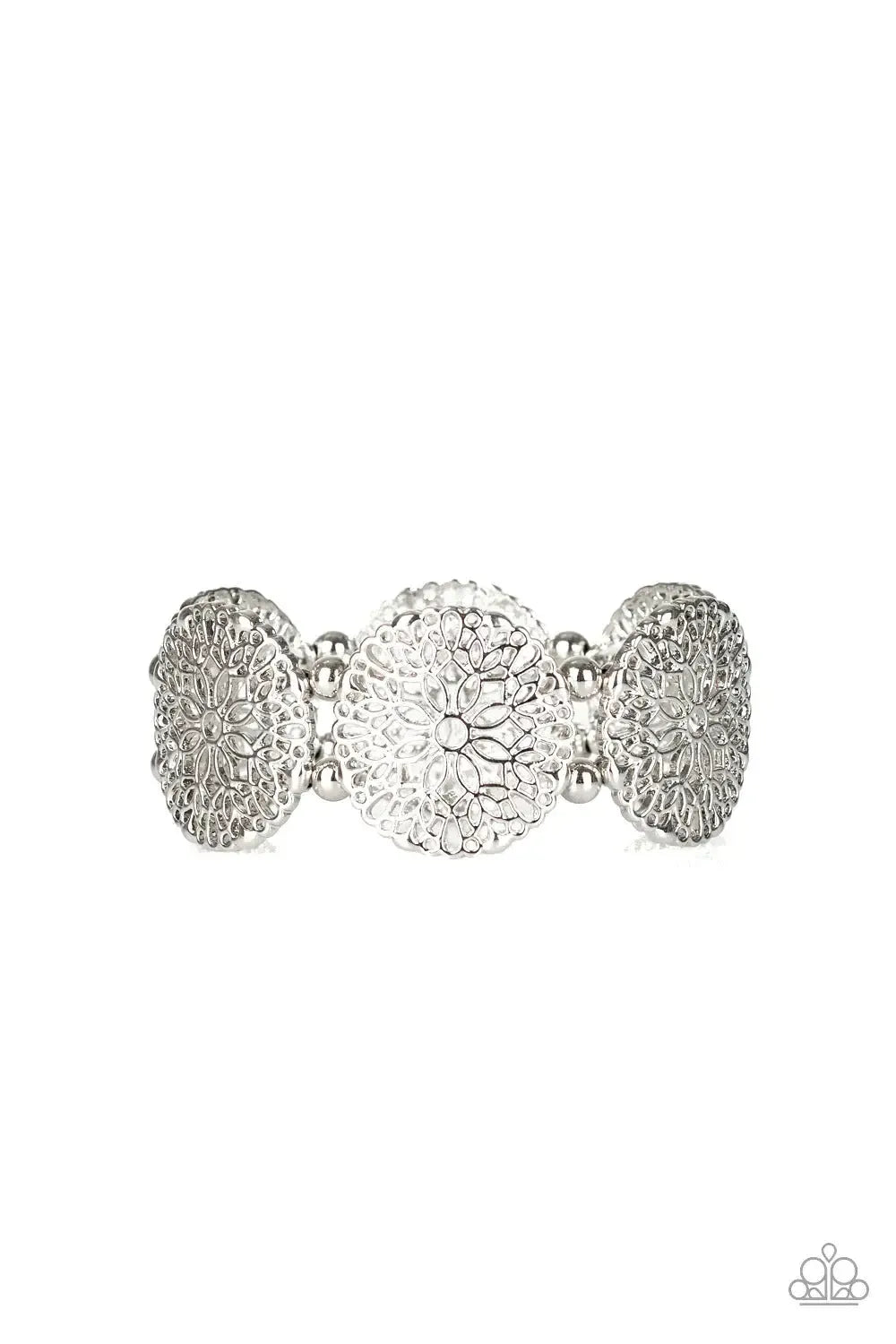 A Good MANDALA Is Hard To Find Silver Bracelet - Paparazzi Accessories- lightbox - CarasShop.com - Paparazzi Jewelry by Cara Jewels