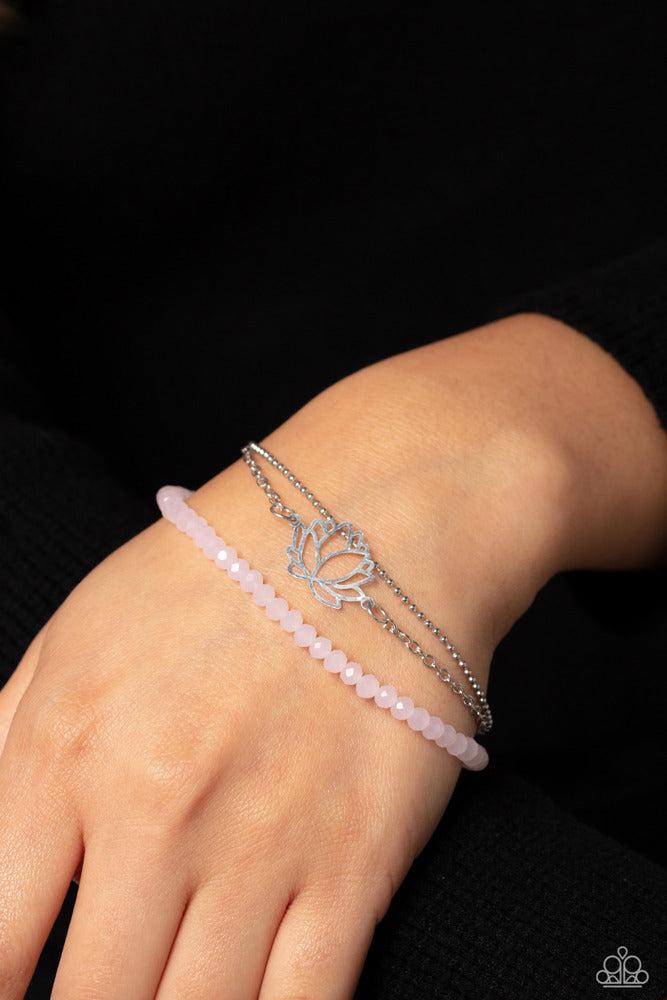 A LOTUS Like This Pink Bracelet - Paparazzi Accessories- on model - CarasShop.com - Paparazzi Jewelry by Cara Jewels