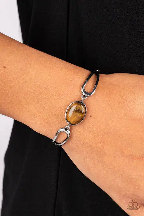 A Quarter Past ZEN Brown Bracelet - Paparazzi Accessories- lightbox - CarasShop.com - Paparazzi Jewelry by Cara Jewels