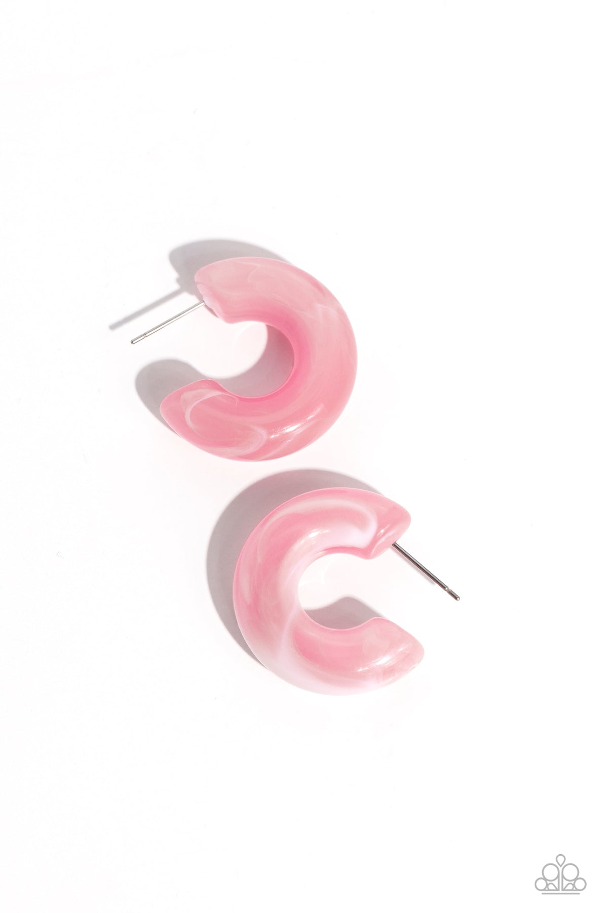 Acrylic Acclaim Pink Hoop Earrings - Paparazzi Accessories- lightbox - CarasShop.com - Paparazzi Jewelry by Cara Jewels