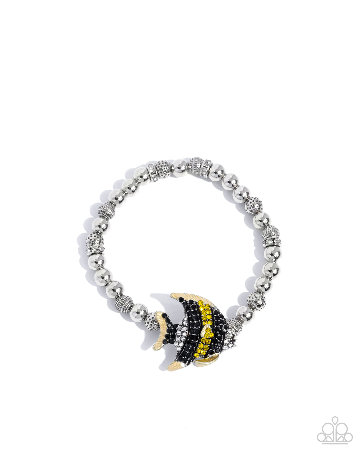 Admirable Angelfish Yellow & Black Rhinestone Bracelet - Paparazzi Accessories- lightbox - CarasShop.com - Paparazzi Jewelry by Cara Jewels