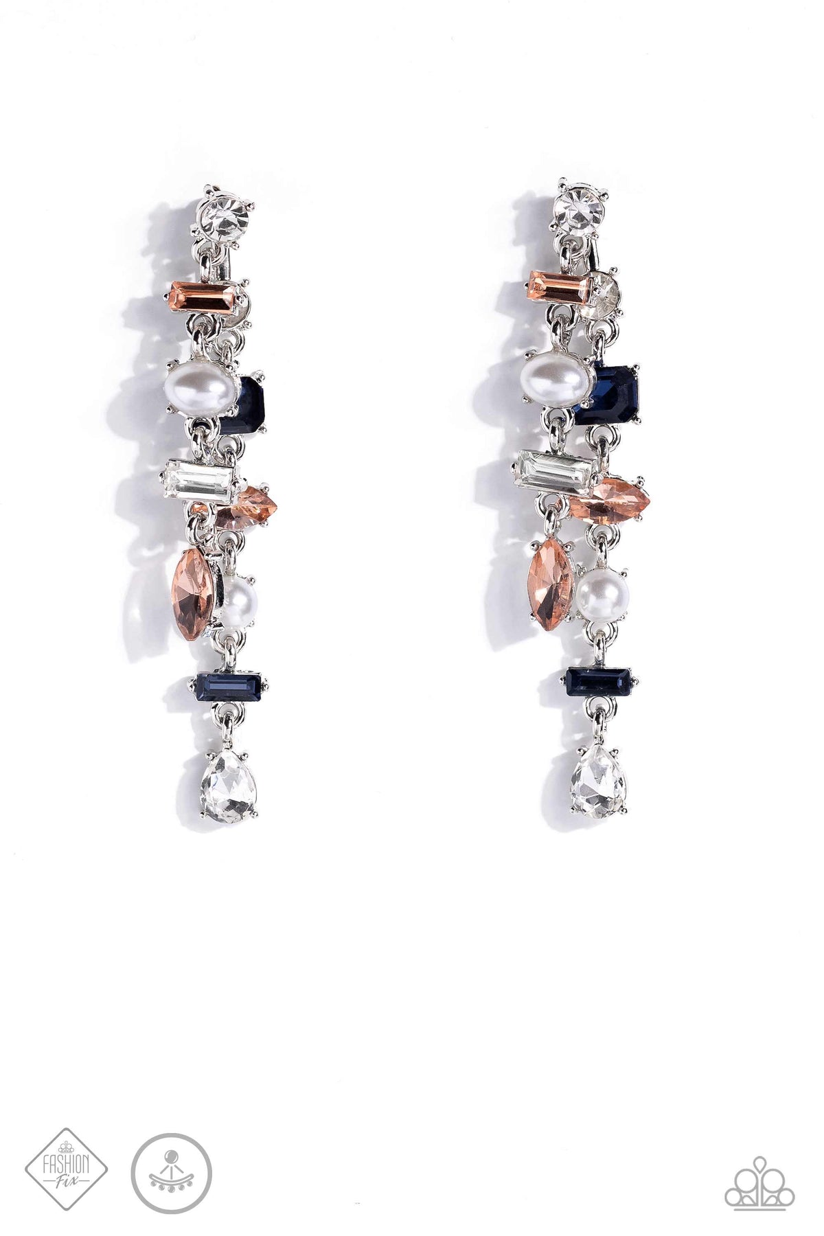 Admirable Antiquity Multi Rhinestone & Pearl Earrings - Paparazzi Accessories- lightbox - CarasShop.com - Paparazzi Jewelry by Cara Jewels