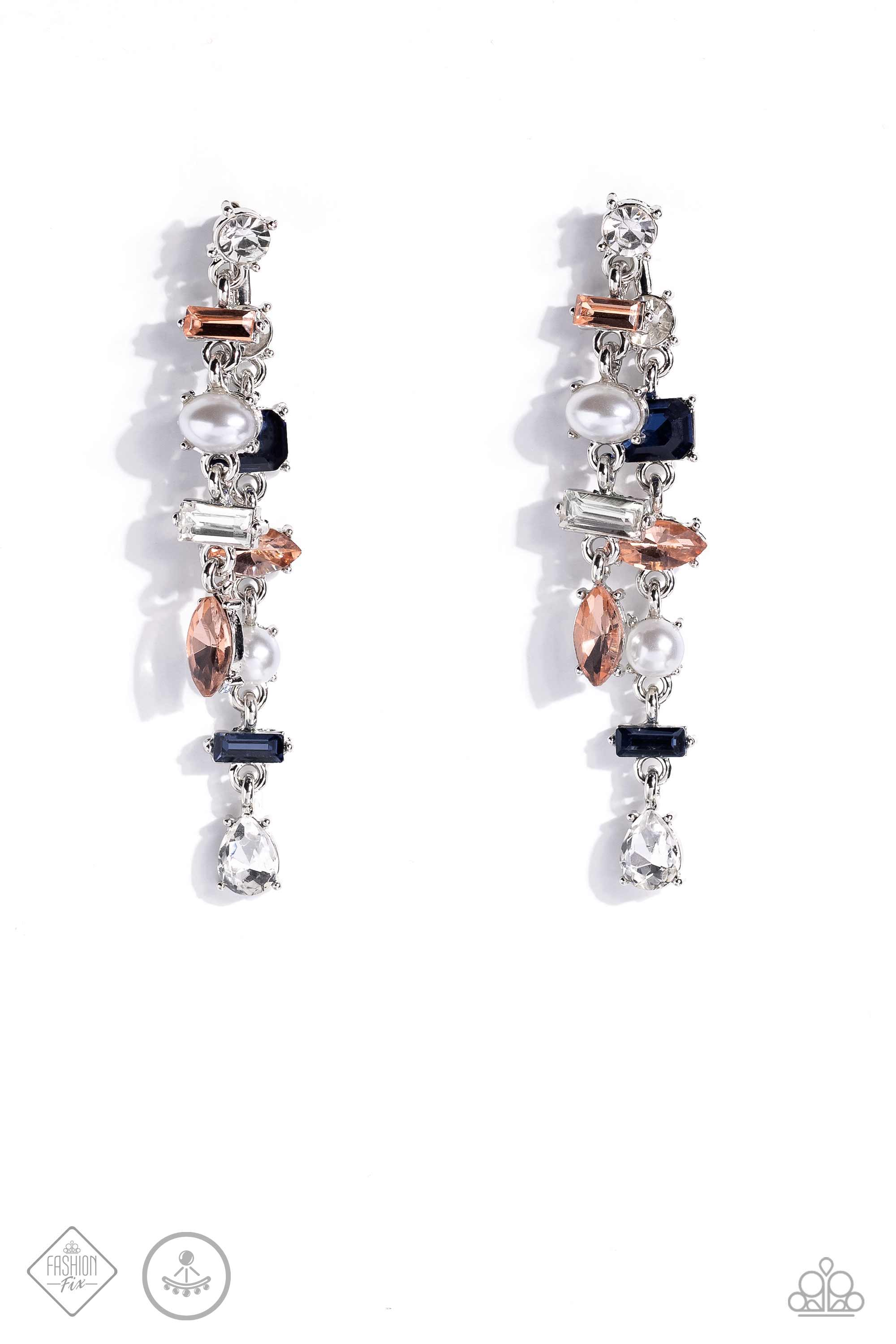 Admirable Antiquity Multi Rhinestone & Pearl Earrings - Paparazzi Accessories- lightbox - CarasShop.com - Paparazzi Jewelry by Cara Jewels