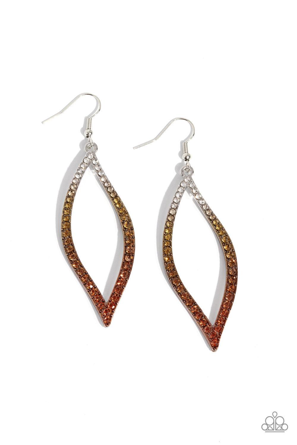 Admirable Asymmetry Multi White & Copper Ombre Earrings - Paparazzi Accessories- lightbox - CarasShop.com - Paparazzi Jewelry by Cara Jewels