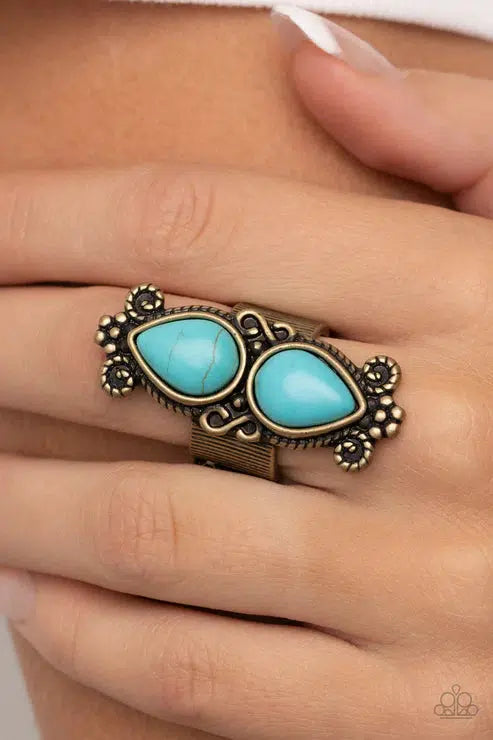 Adobe Garden Brass Ring - Paparazzi Accessories- on model - CarasShop.com - Paparazzi Jewelry by Cara Jewels