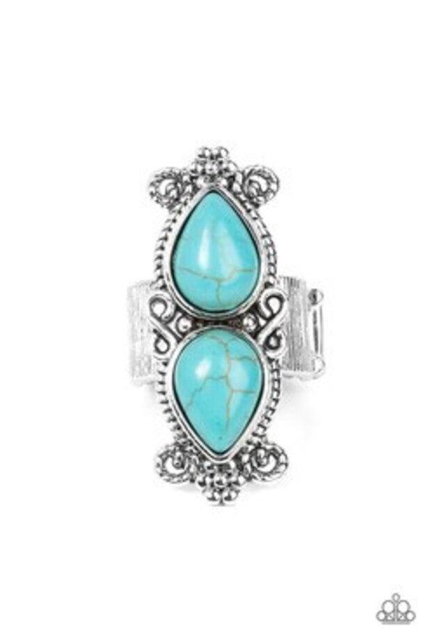 Adobe Garden Turquoise Blue Stone Ring - Paparazzi Accessories- lightbox - CarasShop.com - Paparazzi Jewelry by Cara Jewels