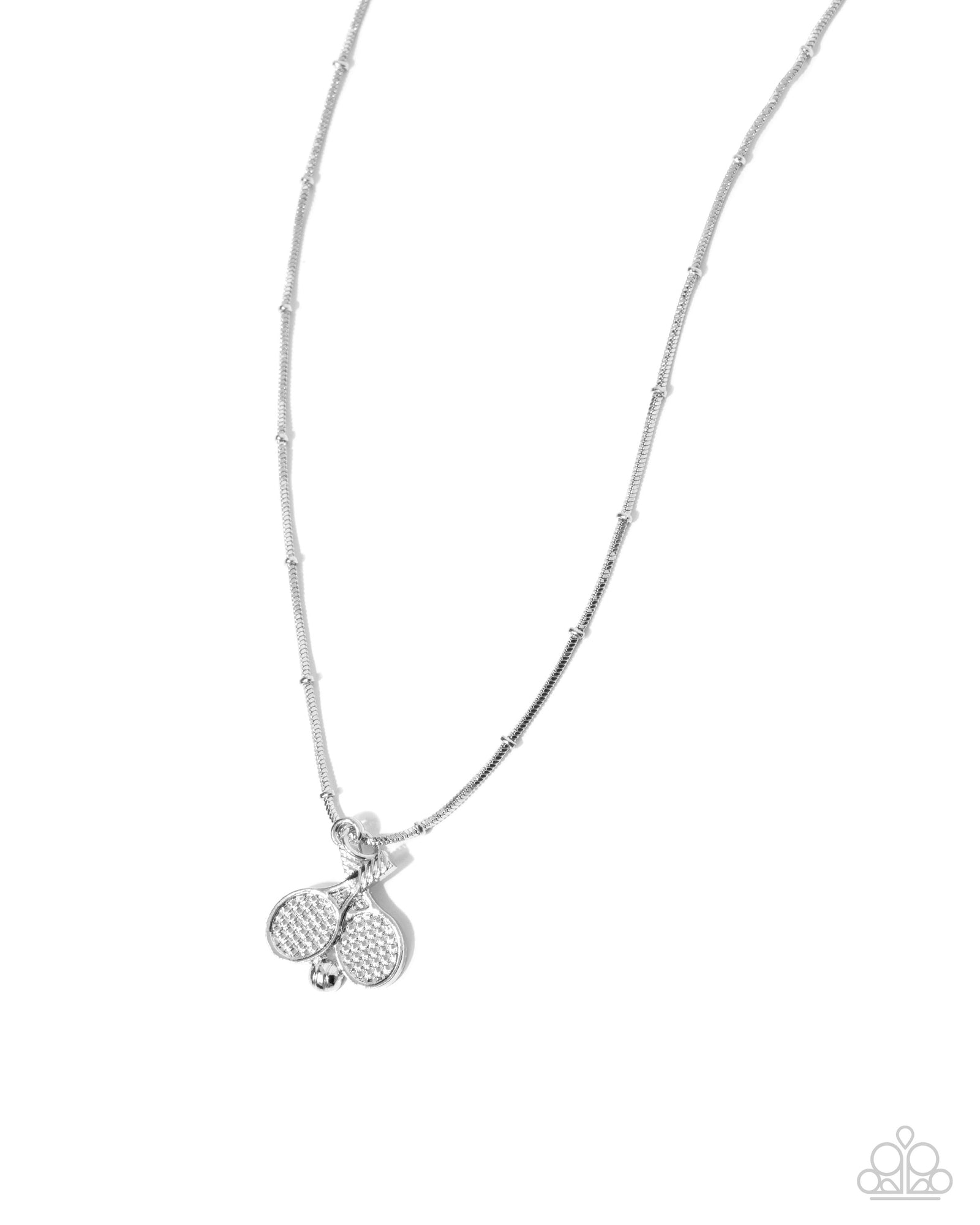 Adorable Ace Silver Tennis Themed Necklace - Paparazzi Accessories- lightbox - CarasShop.com - Paparazzi Jewelry by Cara Jewels