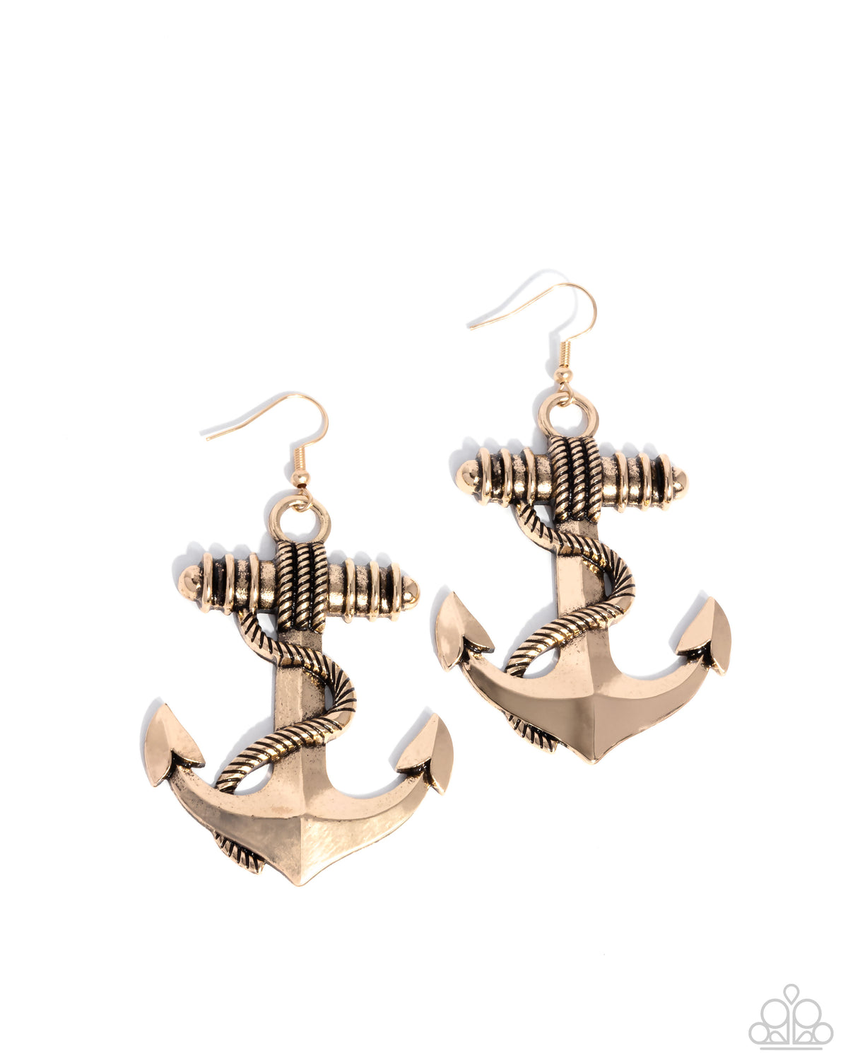 Adorable Anchor Gold Earrings - Paparazzi Accessories- lightbox - CarasShop.com - Paparazzi Jewelry by Cara Jewels