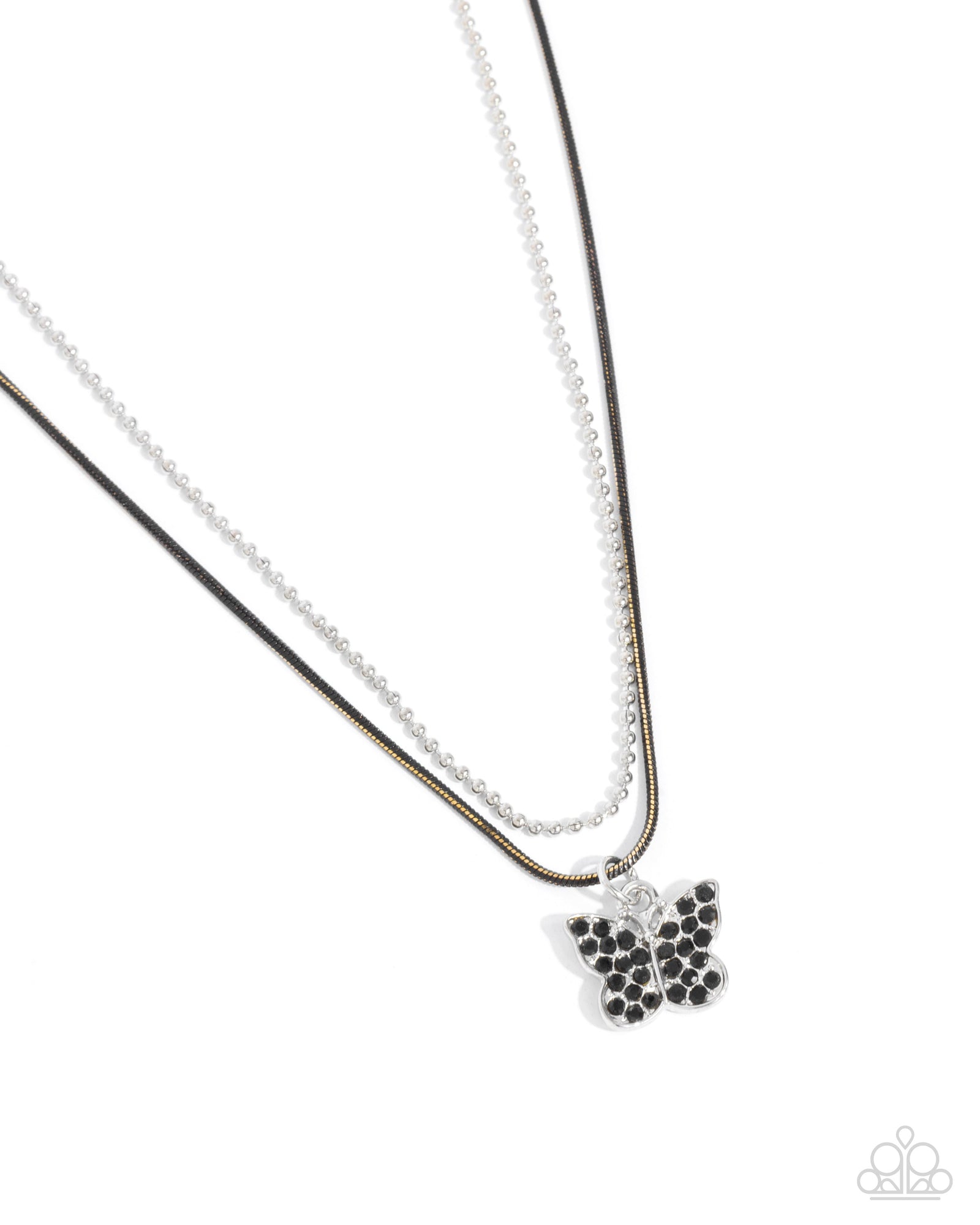 Adorable Ascension Black Rhinestone Butterfly Necklace - Paparazzi Accessories- lightbox - CarasShop.com - Paparazzi Jewelry by Cara Jewels