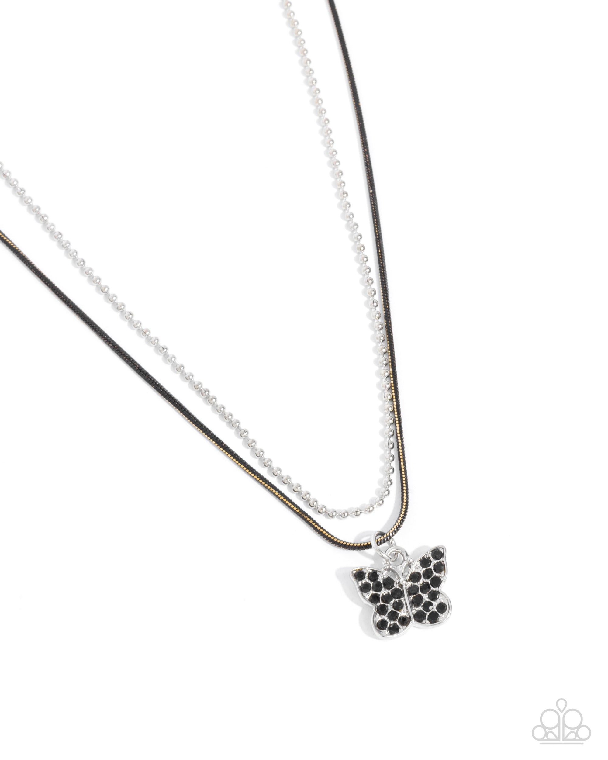 Adorable Ascension Black Rhinestone Butterfly Necklace - Paparazzi Accessories- lightbox - CarasShop.com - Paparazzi Jewelry by Cara Jewels