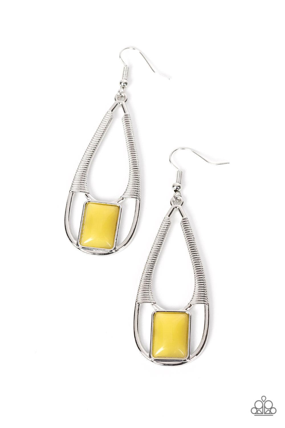 Adventure Story Yellow Earrings - Paparazzi Accessories- lightbox - CarasShop.com - Paparazzi Jewelry by Cara Jewels