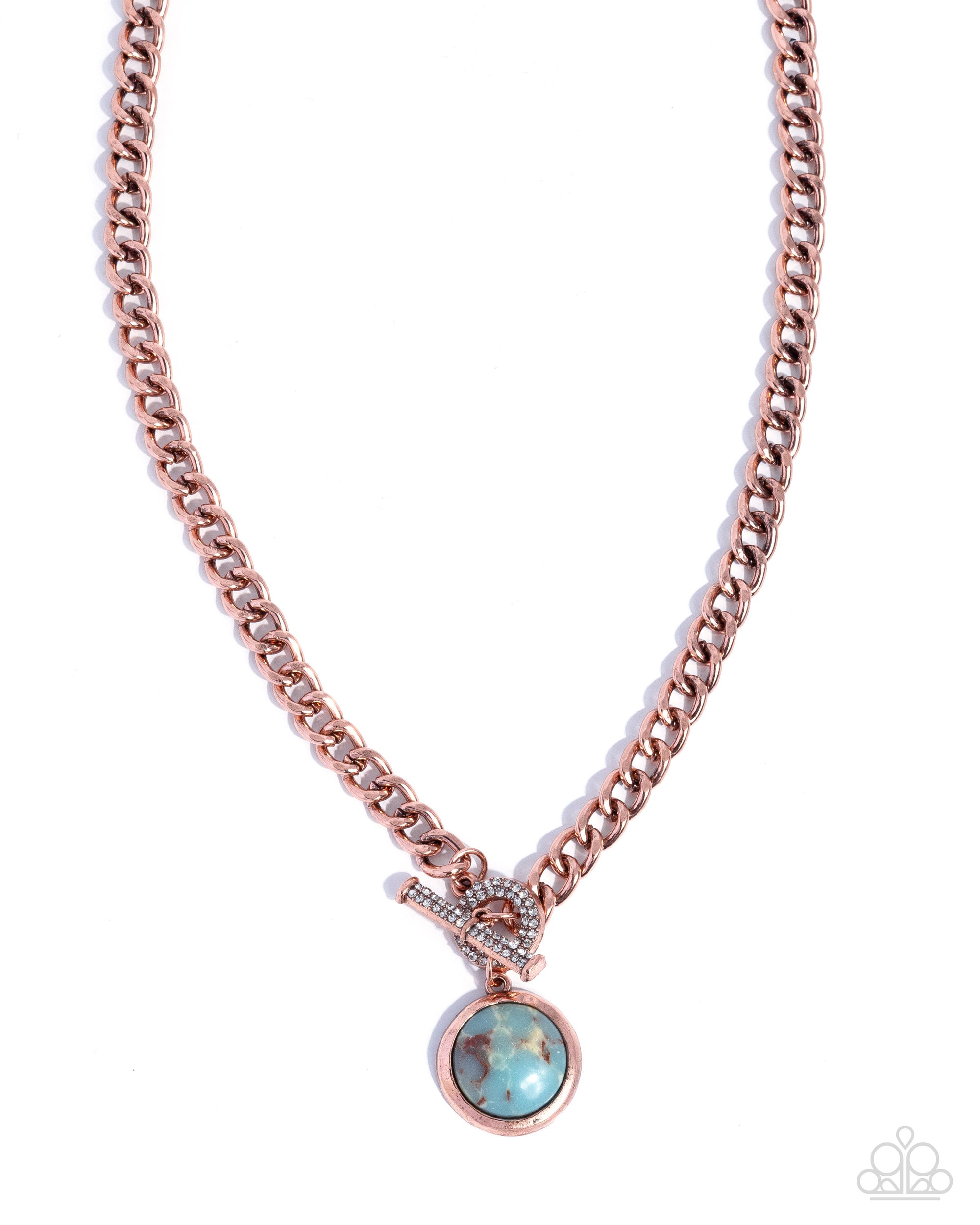 Adventurously Adorned Copper & Blue Marble Stone Necklace - Paparazzi Accessories- lightbox - CarasShop.com - Paparazzi Jewelry by Cara Jewels