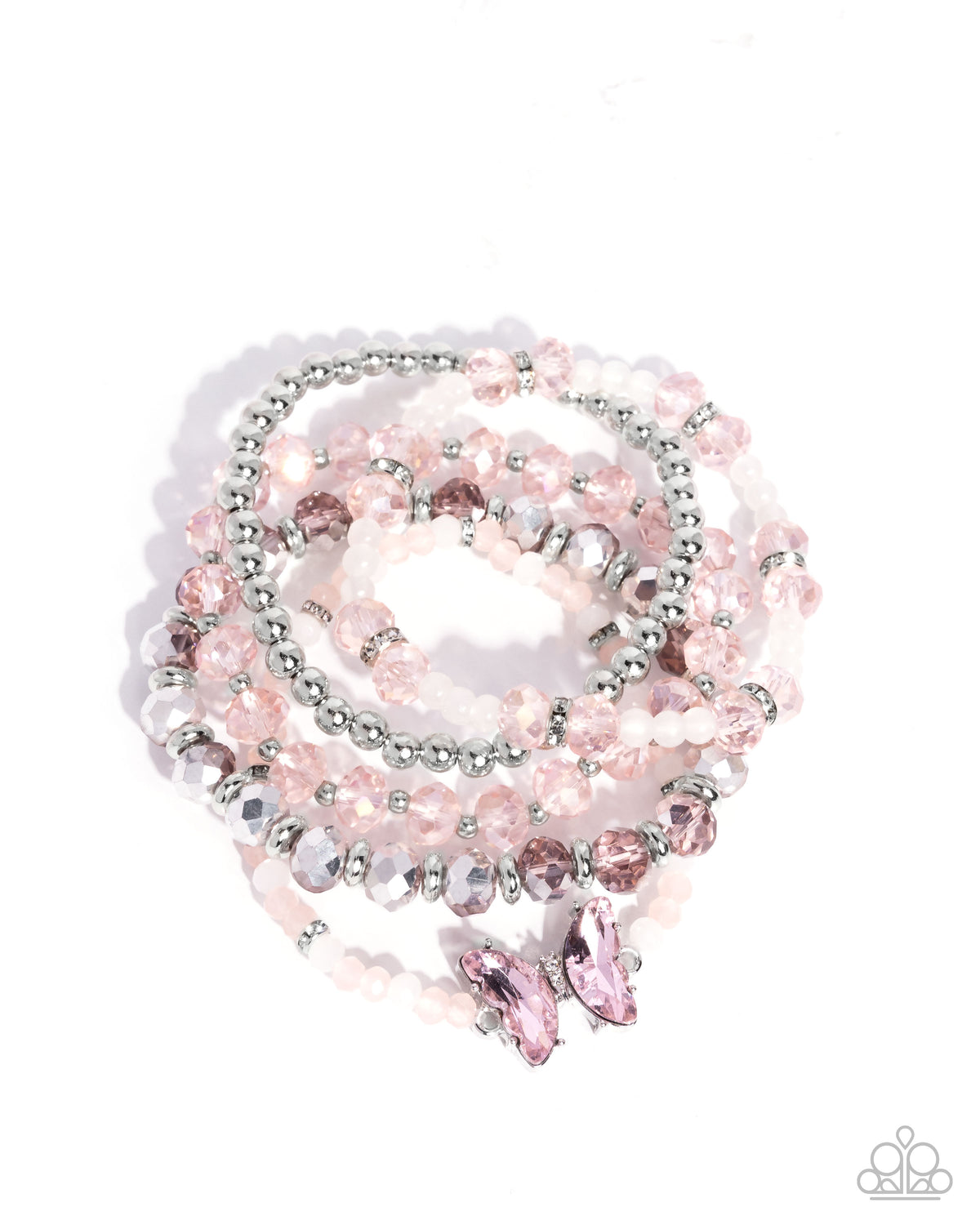 Aerial Abundance Pink Butterfly Bracelet - Paparazzi Accessories- lightbox - CarasShop.com - Paparazzi Jewelry by Cara Jewels