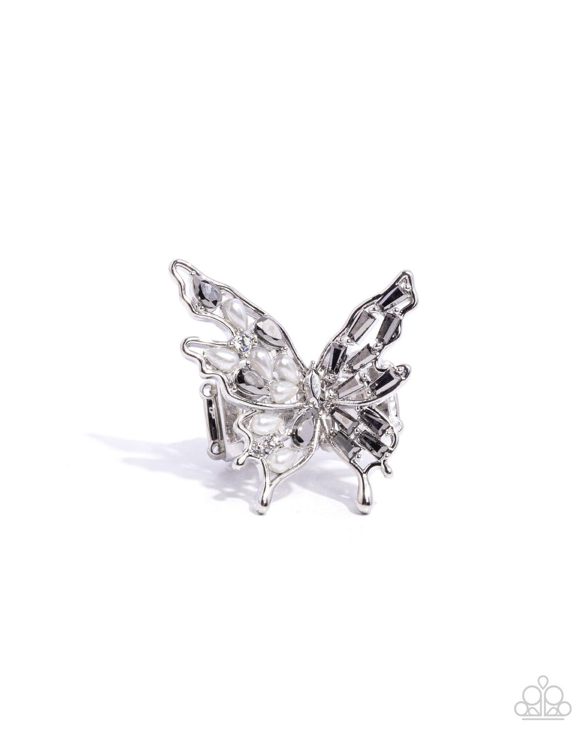Aerial Allure Silver Butterfly Ring - Paparazzi Accessories-lightbox - CarasShop.com - Paparazzi Jewelry by Cara Jewels
