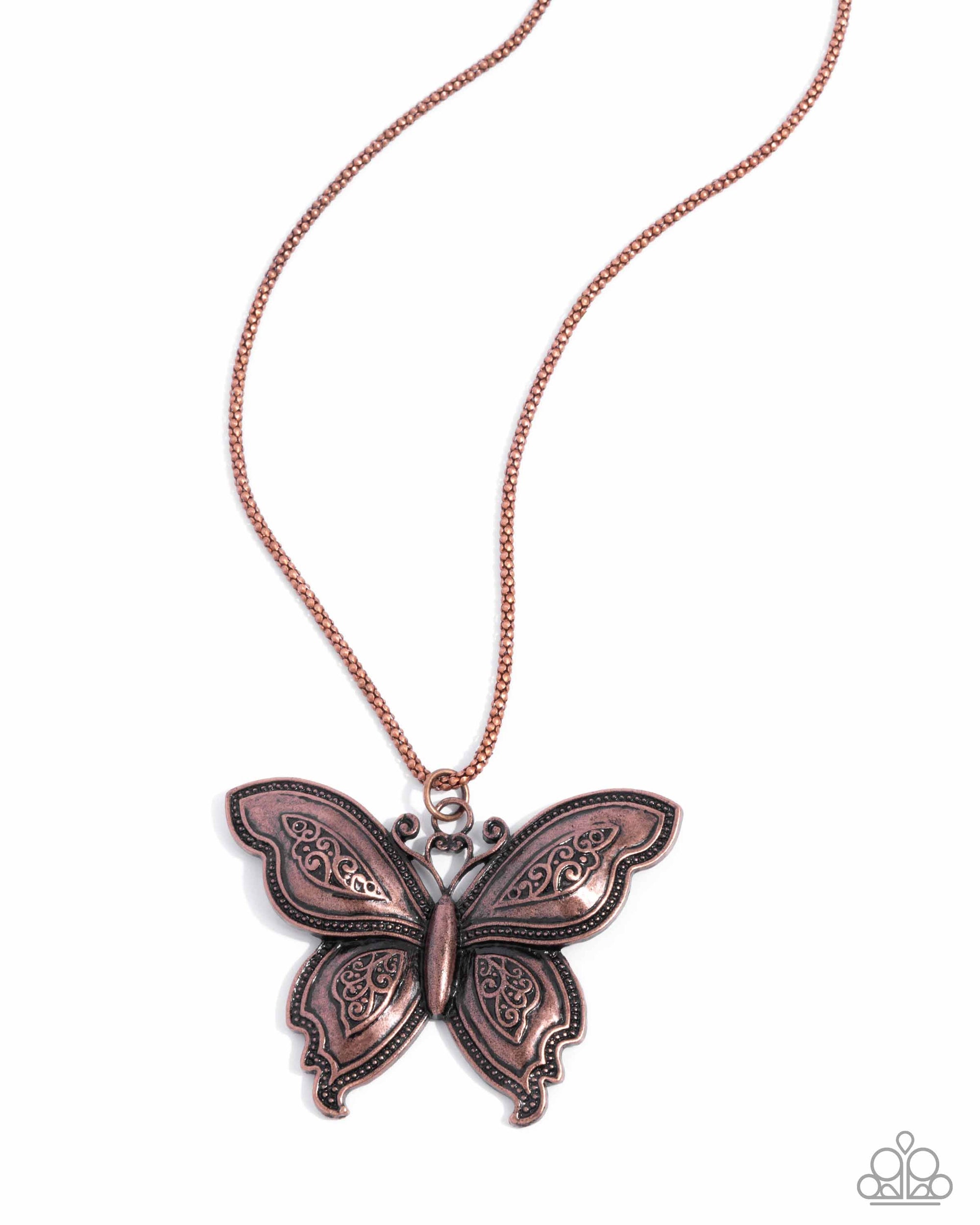 Aerial Attraction Copper Butterfly Necklace - Paparazzi Accessories- lightbox - CarasShop.com - Paparazzi Jewelry by Cara Jewels