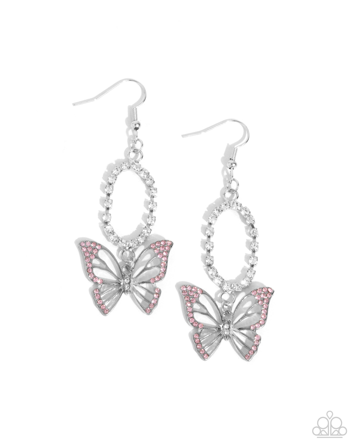 Aerial Avenue Pink Butterfly Earrings - Paparazzi Accessories- lightbox - CarasShop.com - Paparazzi Jewelry by Cara Jewels