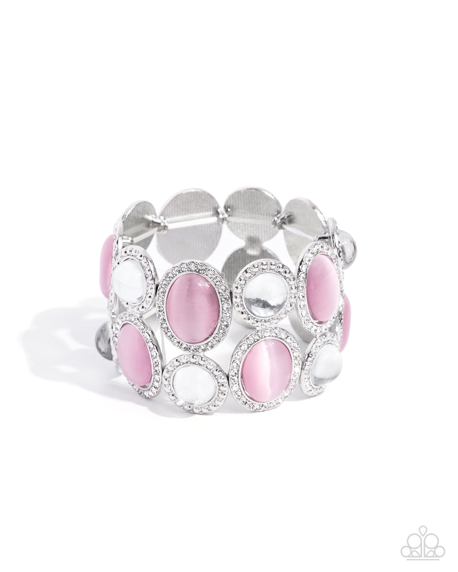 Affixed Appeal Pink Cat's Eye Stone Bracelet - Paparazzi Accessories- lightbox - CarasShop.com - Paparazzi Jewelry by Cara Jewels