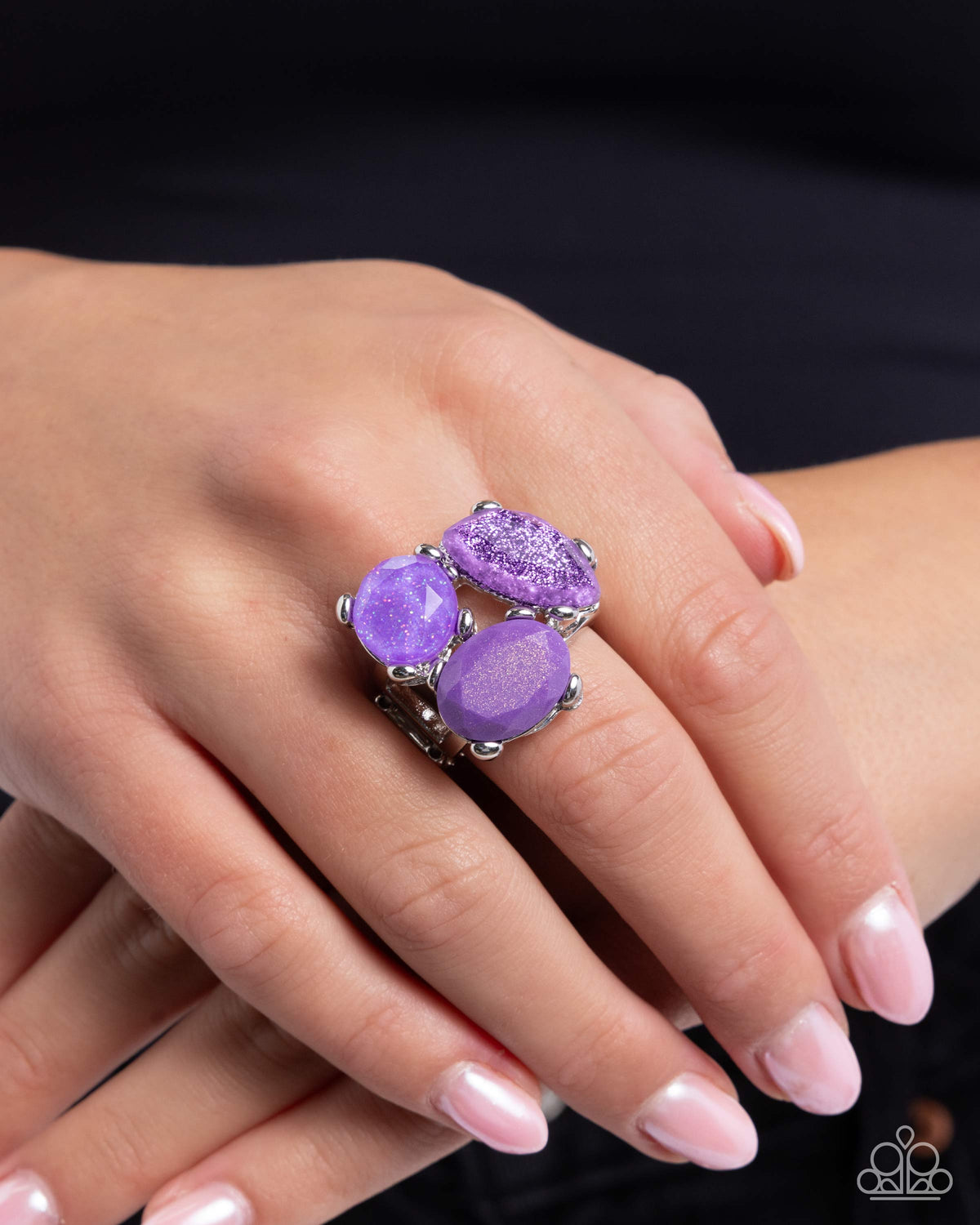 Aha Moment Purple Ring - Paparazzi Accessories- on model - CarasShop.com - Paparazzi Jewelry by Cara Jewels