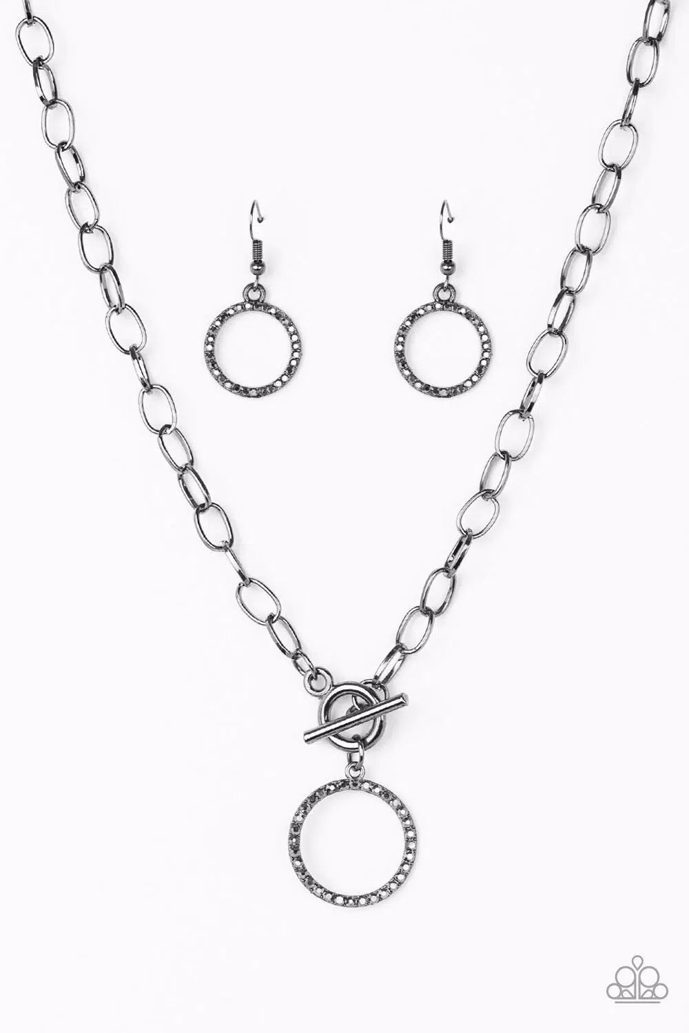 All In Favor Gunmetal and Hematite Black Necklace - Paparazzi Accessories- lightbox - CarasShop.com - Paparazzi Jewelry by Cara Jewels