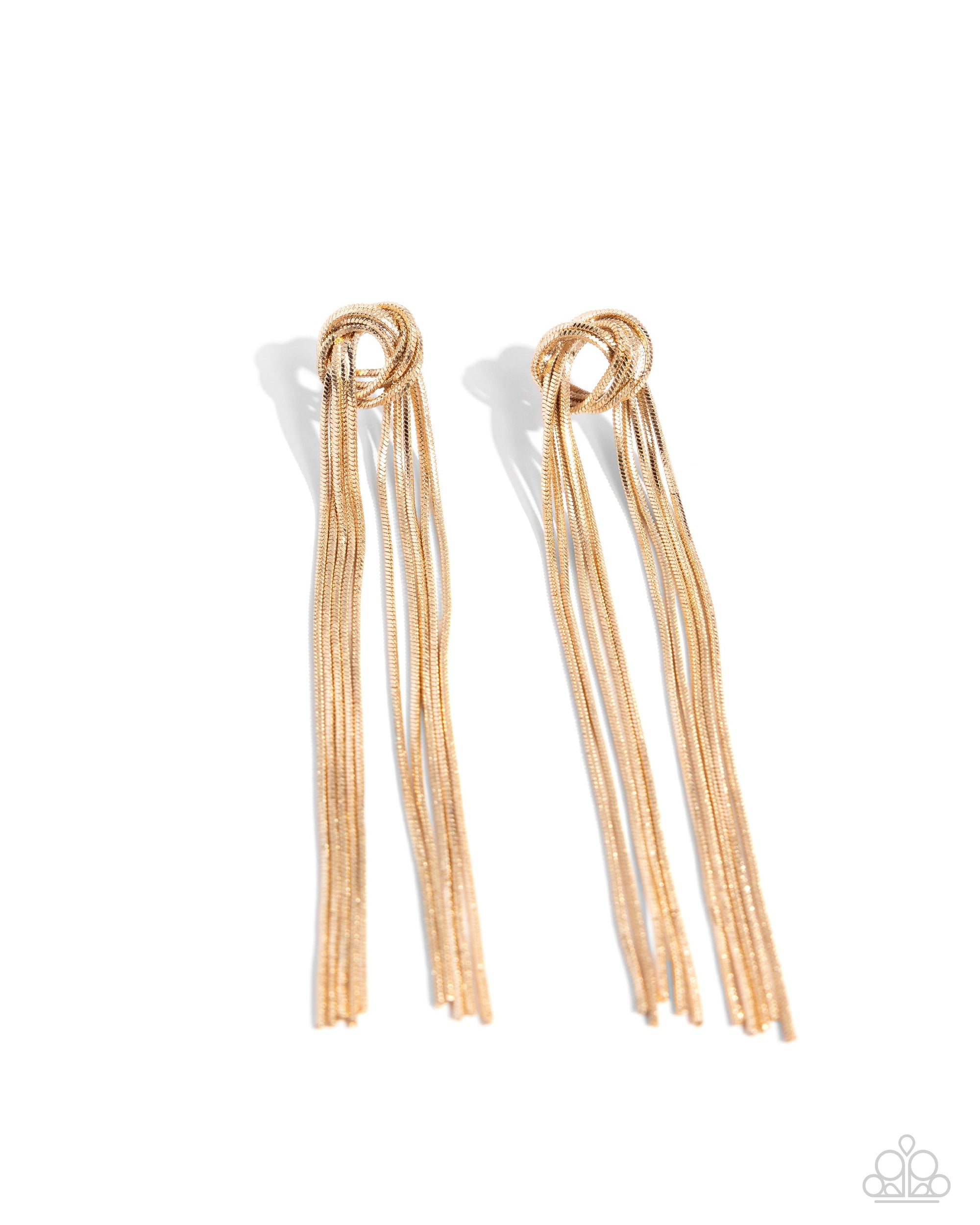 All STRANDS On Deck Gold Earrings - Paparazzi Accessories- lightbox - CarasShop.com - Paparazzi Jewelry by Cara Jewels
