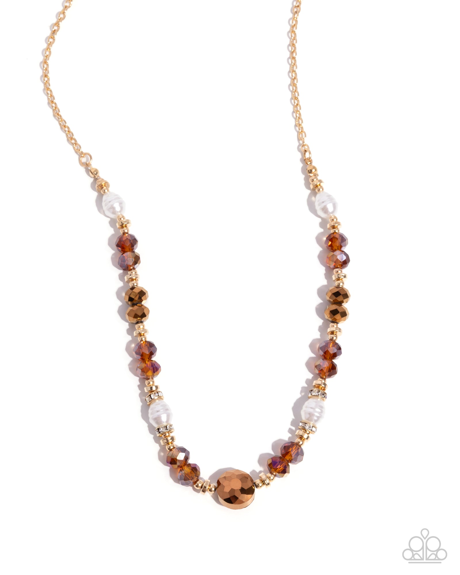 Allegro Assumption Brown & Gold Necklace & Bracelet Set - Paparazzi Accessories- lightbox - CarasShop.com - Paparazzi Jewelry by Cara Jewels