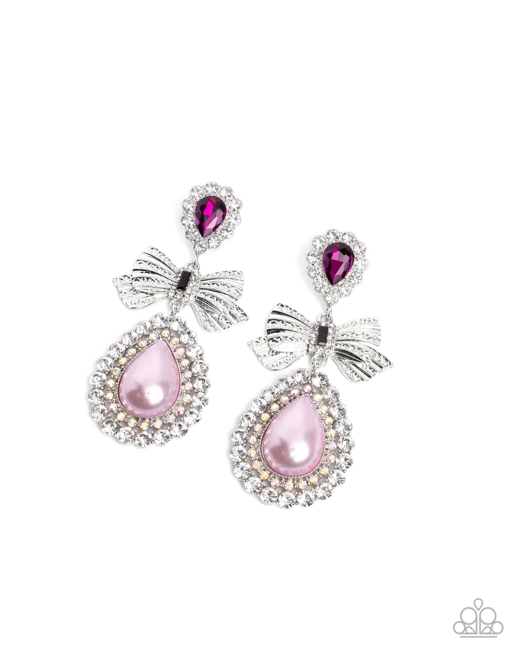 Alluring Aesthetic Multi Pink Pearl & Rhinestone Earrings - Paparazzi Accessories- lightbox - CarasShop.com - Paparazzi Jewelry by Cara Jewels
