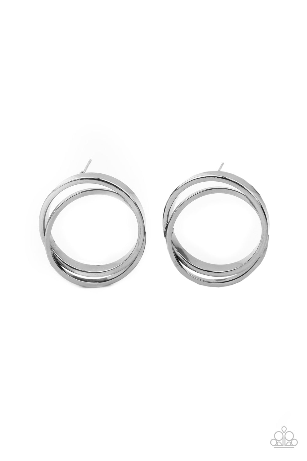 Always In The Loop Gunmetal Black Earrings - Paparazzi Accessories- lightbox - CarasShop.com - Paparazzi Jewelry by Cara Jewels