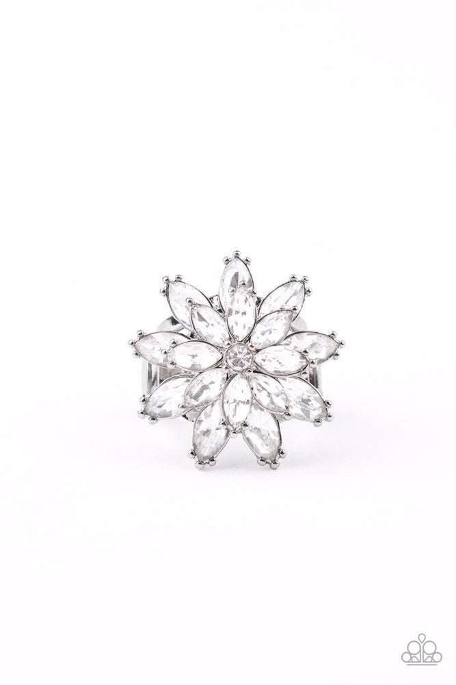 Am I Gleaming? White Ring - Paparazzi Accessories- lightbox - CarasShop.com - Paparazzi Jewelry by Cara Jewels