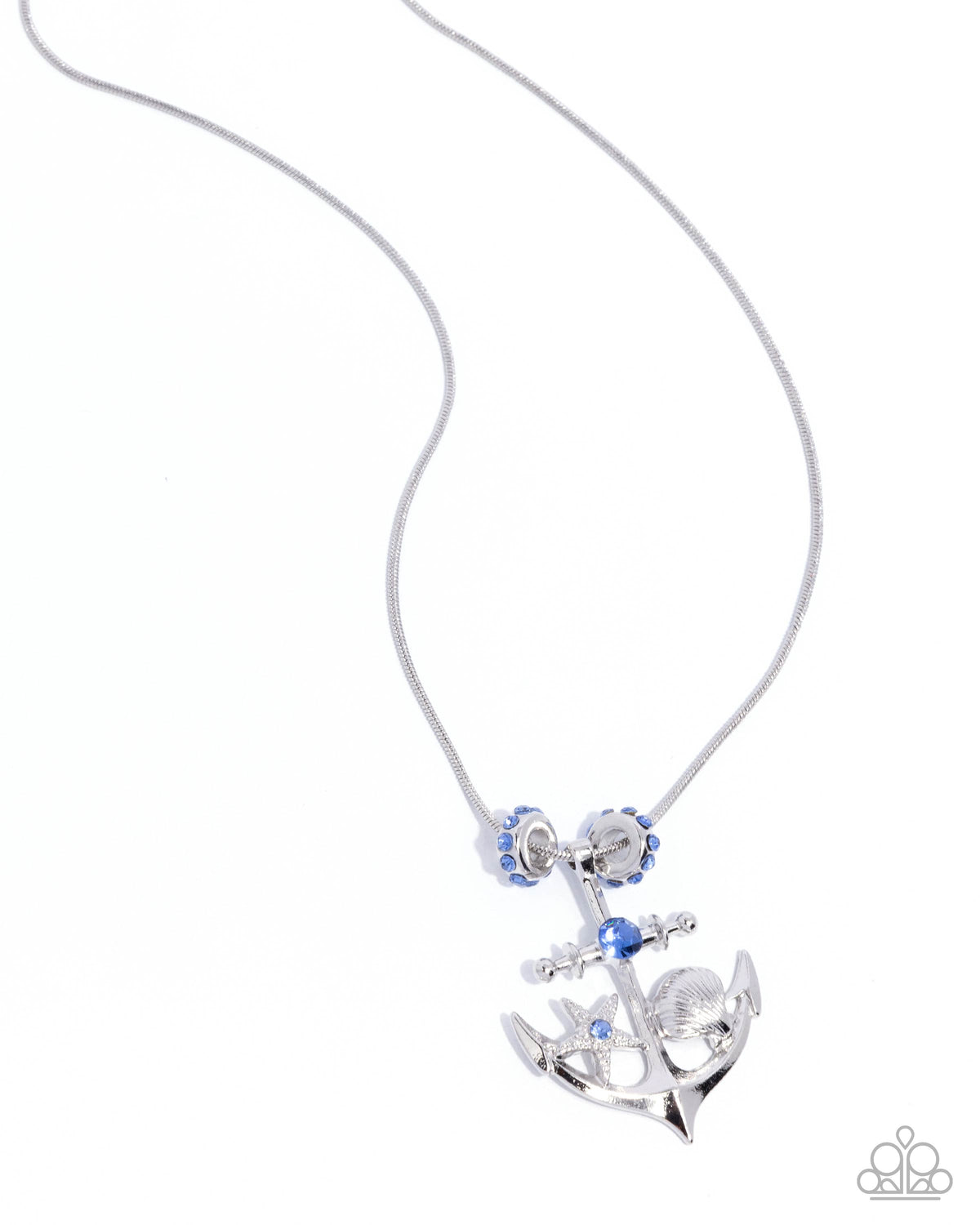 Anchored Accent Blue & Silver Necklace - Paparazzi Accessories- lightbox - CarasShop.com - Paparazzi Jewelry by Cara Jewels