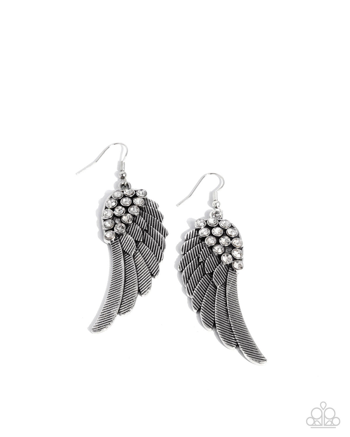 Angelic Abundance Silver Wing Earrings - Paparazzi Accessories- lightbox - CarasShop.com - Paparazzi Jewelry by Cara Jewels