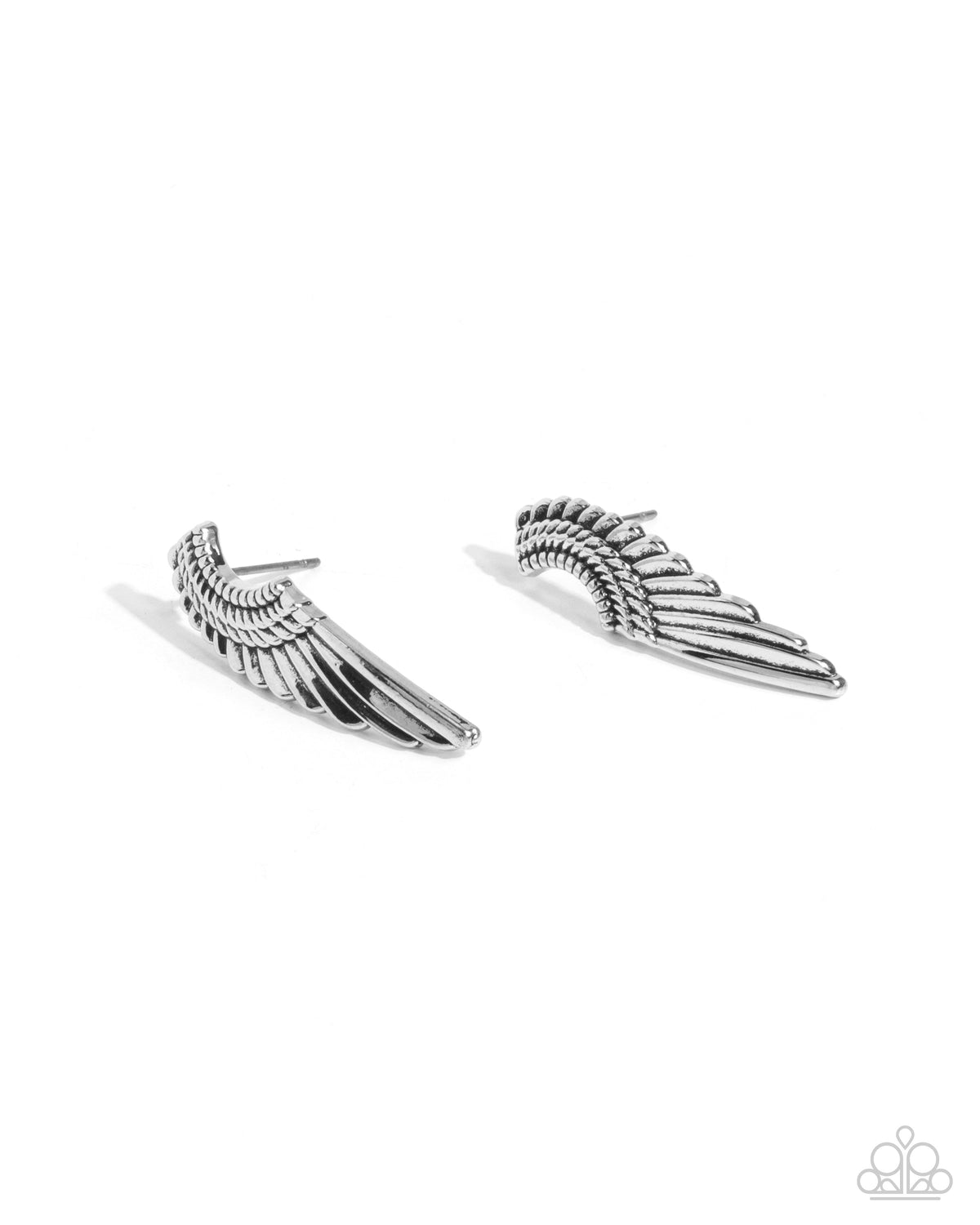 Angelic Altitude Silver Angel Wing Post Earrings - Paparazzi Accessories- lightbox - CarasShop.com - Paparazzi Jewelry by Cara Jewels