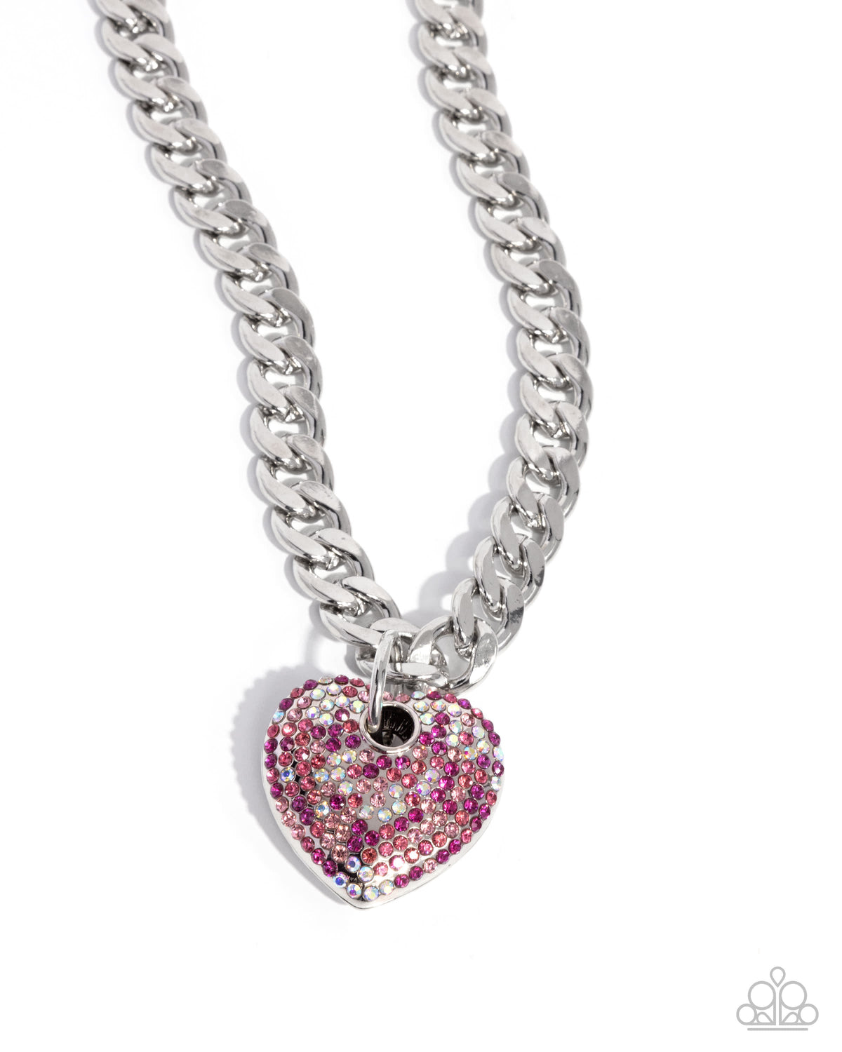 Ardent Affection Pink Rhinestone Heart Necklace - Paparazzi Accessories- lightbox - CarasShop.com - Paparazzi Jewelry by Cara Jewels